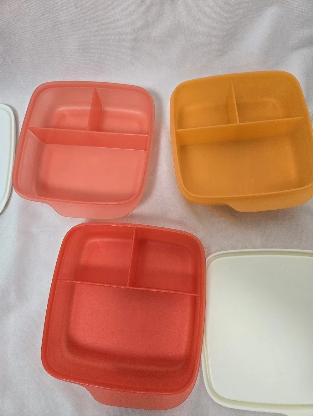 Tupperware Lunch It Divided Bento Lunch Box Square Set Of 3, Pink Orange Coral